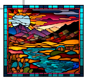 River Stained Glass Full Color Skinny Tumbler Wrap
